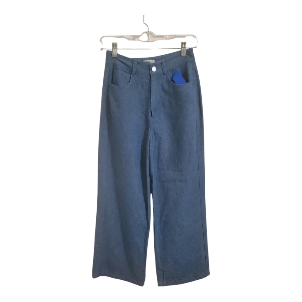 WeWoreWhat High Rise Wide Leg Jeans Pond Blue 70s Retro Style Size 25 - Picture 2 of 7